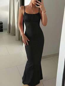 SHEIN Robe blanche texturée tissée pour adolescentes, épaules dénudées, taille resserrée - Blanc - Voir 4