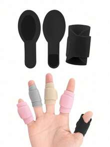 5个可调节指套，通用针织涤纶氨纶指套，球类运动和户外活动用保护手指带 - 彩色 - 查看 6