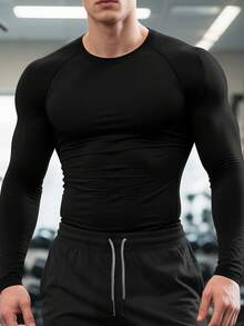 1 camisetas deportivas de manga larga para hombre, ajustadas y moldeadoras, camiseta de compresión, transpirable y cómoda, ideal para correr, entrenar y ciclismo, Top de Ropa Deportiva,Ropa de Ciclismo,Camiseta de Rendimiento,Camiseta Muscle Fit,Camiseta de Absorción de Humedad,Parte Superior Ligera - Negro - Ver 1