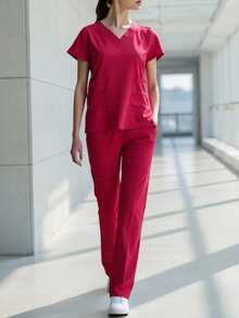 HYGEA MEDICAL UNIFORMS HYGEA HANNIA 防漏外科睡衣 - 紅色 - 查看 3