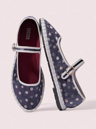 CUCCOO DOLLMOD 女士酒红色天鹅绒经典舒适玛丽珍平底鞋，时尚优雅