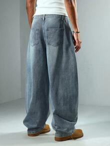 ROMWE MEN Street Life Pantalones de hombre con piernas curvas y adornos de rhinestones de colores únicos - Azul - Ver 2