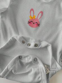 SHEIN Newborn Baby Girl Cute Casual Knitted Elastic Cartoon Pattern Drawstring Waist Pants (Sold Separately) - Multicolor - View 4