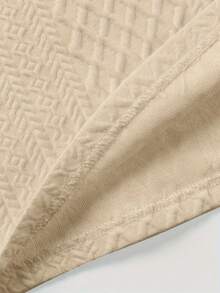 Camiseta informal de cuello henley para hombre, camiseta lisa de punto jacquard. - Caqui - Ver 6