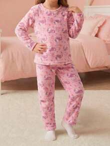 Conjunto de Pijama para Niña Suave y Abrigadora - Rosa - Ver 2