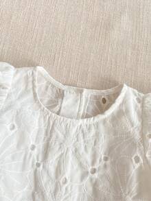 PrepCrw 1件装少女优雅刺绣泡泡袖方领衬衫，适合外出、聚会、节日、春季、夏季、情人节、婚礼等场合。 - 白色 - 查看 4