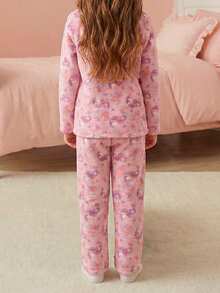 Conjunto de Pijama para Niña Suave y Abrigadora - Rosa - Ver 4