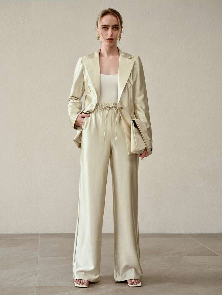 BLAZER DE TECIDO DE ACETATO DE ALTA QUALIDADE PARA MULHERES, JAQUETA PROFISSIONAL PARA PRIMAVERA/VERÃO