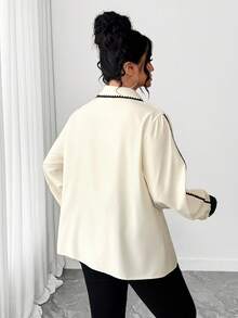 Elenzga Plus Size Elegant Design Women's Spring Blouse, Fashion Commuter Collared Shirt Office Blouse Blouses For Women Elegant - Apricot - View 3