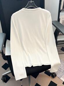 Franclia Fashionable French-Style Round Neck Scarf Tie-Neck Knit Cardigan, New Spring And Autumn Style, Soft White Ribbed Cardigan, Women's Coat Top, White Top, Elegant Women's Outfit, Summer Holiday Outfit, Women's Vacation Outfit. Bow Clothes Sailor Outfit Women Bows On Clothes Preppy Tops Preppy Clothes In Women - Beige - View 2