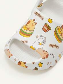 Cozy Pixies 1 Pair Breathable Open Toe Cute Cartoon Capi Bara Slip-On Sandals, Summer Outdoor Beach Non-Slip Flat Baby Slippers - White - View 5