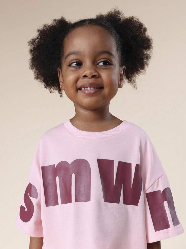 Oversized T-Shirt And Pants Set With Text Print