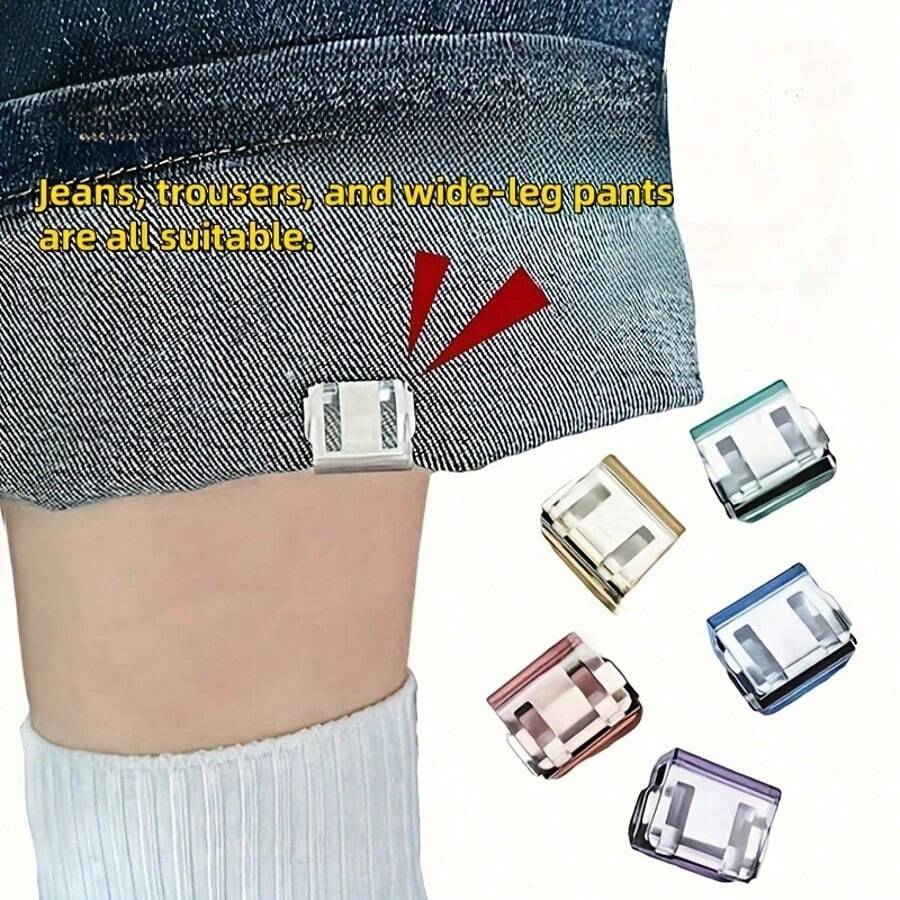 2/4/6/10/20/30 Pants Leg Shortening Invisible Fixing Clip, Pants Leg To Prevent Dragging, No Seam Hidden Buckle Leg Closure Device, Anti Pants Leg Dragging Roll Edge Buckle - Multicolor - View 1