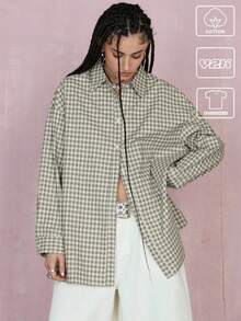 COUREZ Oversized Long Sleeve Check Shirt /Street Casual/Y2K/Leisure Music Festival Vintage 100%Cotton