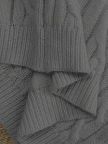SHEIN Cottnline Blogger-Inspired Twist Rope Decor Round Neck Knit Sweater, Versatile, Autumn/Winter - Grey - View 4