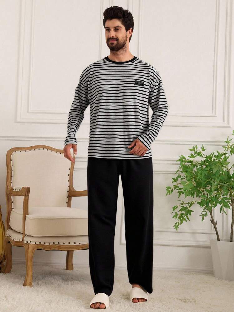 Multi-Color Striped Men's Loungewear Set, Spring