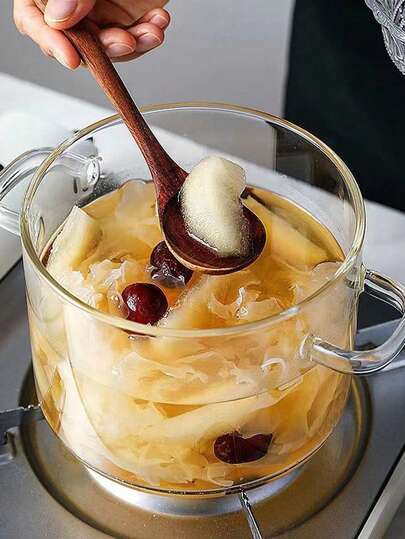 1pc High Borosilicate Glass Casserole Pot, Transparent Soup Pot For Gas Stove, Heat Resistant Mini Pot Seafood Boil