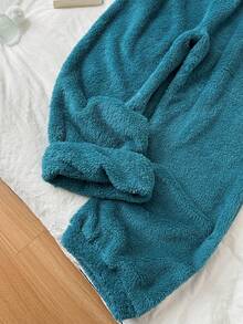 Franclia Casual Minimalist Cotton Fleece Straight Leg Sweatpants Fleece Pants Fuzzy Pants Teal Pants - Teal Blue - View 7