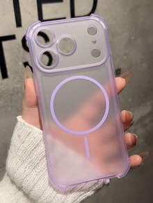 1pc Four-Corner Anti-Drop SKin-Feel Matte Clear Magnetic Case Compatible With 17 Air 16 15 14 13 Pro Max Plus Soft TPU Back Cover Wireless Charge - Purple - View 20
