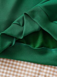 少女休闲街头风刺绣字母“1990”复古红色文字街头服饰Polo衫 - 綠色 - 查看 7