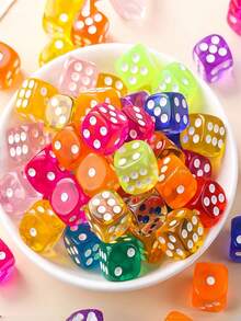 50pcs Colored Dice, 6-Sided Dice For Board Games, 14mm Loose Dice For Parties, Board Games (Random Color) - Multicolor - View 4