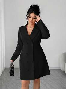Elenzga Vestido con diseño de lazo sin espalda de talla grande - Negro - Ver 7