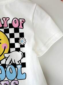 SHEIN Multicolor Fabric Baby Girls T Shirt Regular Length Short Sleeve Round Neck - Multicolor - View 5