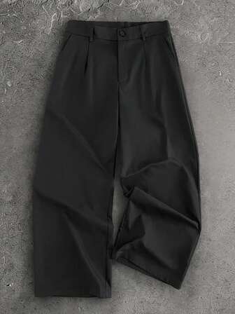 GENTILAND Men's Casual Versatile Commuter Solid Color Wide Leg Pants
