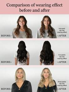 7 PIEZAS Extensiones de cabello con clip recto 100% cabello humano real de 14-24 pulgadas 115G Doble trama Extensiones de cabello con clip invisibles Cabello humano Remy natural para uso diario de mujeres y niñas - S60A - Ver 7