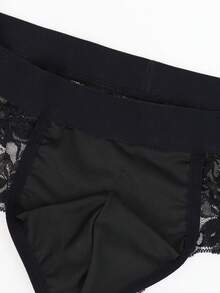 DrisQ Sexy Black Lace Wave Temptation Thong Briefs For Men - Black - View 6
