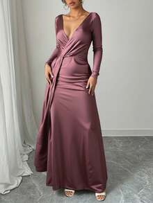 Women Long Dresses - Mauve - View 5