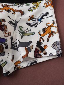 Kung Fu Panda X SHEIN Quần boxer nam mềm mại, thoải mái với họa tiết hoạt hình. - Nhiều màu - Xem 3