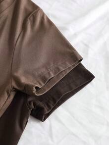 StreetHx Women's Summer V-Neck Tight T-Shirt, Punk Subculture Anime Solid Color Basic V-Neck Short Sleeve Fitted T-Shirt