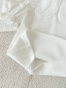 Baby Girls Cute Casual Versatile Preppy Style White Puff Collar Blouse, Summer