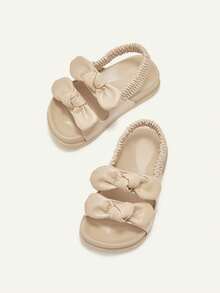 Cozy Pixies 1 par de sandalias planas casuales y ligeras con decoración de lazo para bebés, para el verano - Albaricoque - Ver 2