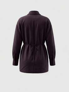 Firerie Women's Casual And Elegant Eggplant Purple Long-Sleeved Blouse, Metallic Embellishment, Suitable For Business Commuting, Sophisticated And Elegant Top/Old-Money Style Blouse/Teacher's Attire/Red Blouse - Red Violet - View 6