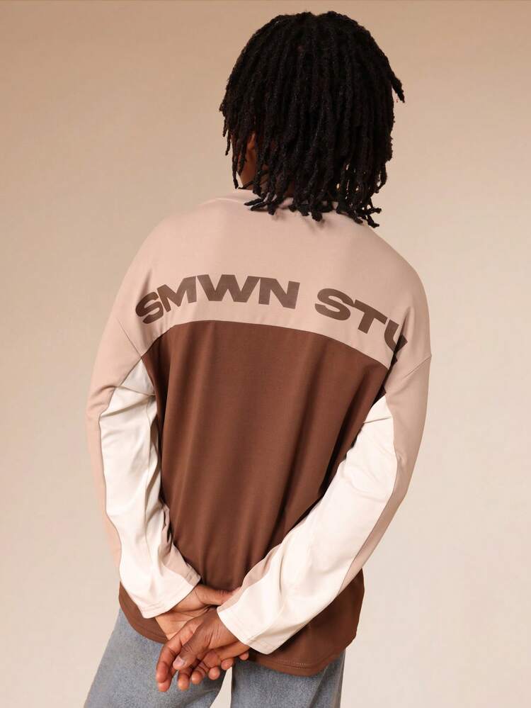 Cut And Sew Color Block Long Sleeve Tee