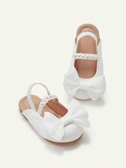 Cozy Pixies 1 par de sandalias planas con lazo blanco para niñas, adecuadas para fiestas de cumpleaños, reuniones de fin de semana, cenas familiares, bodas, eventos en el campus, paseos al parque, combinación con faldas, uso diario