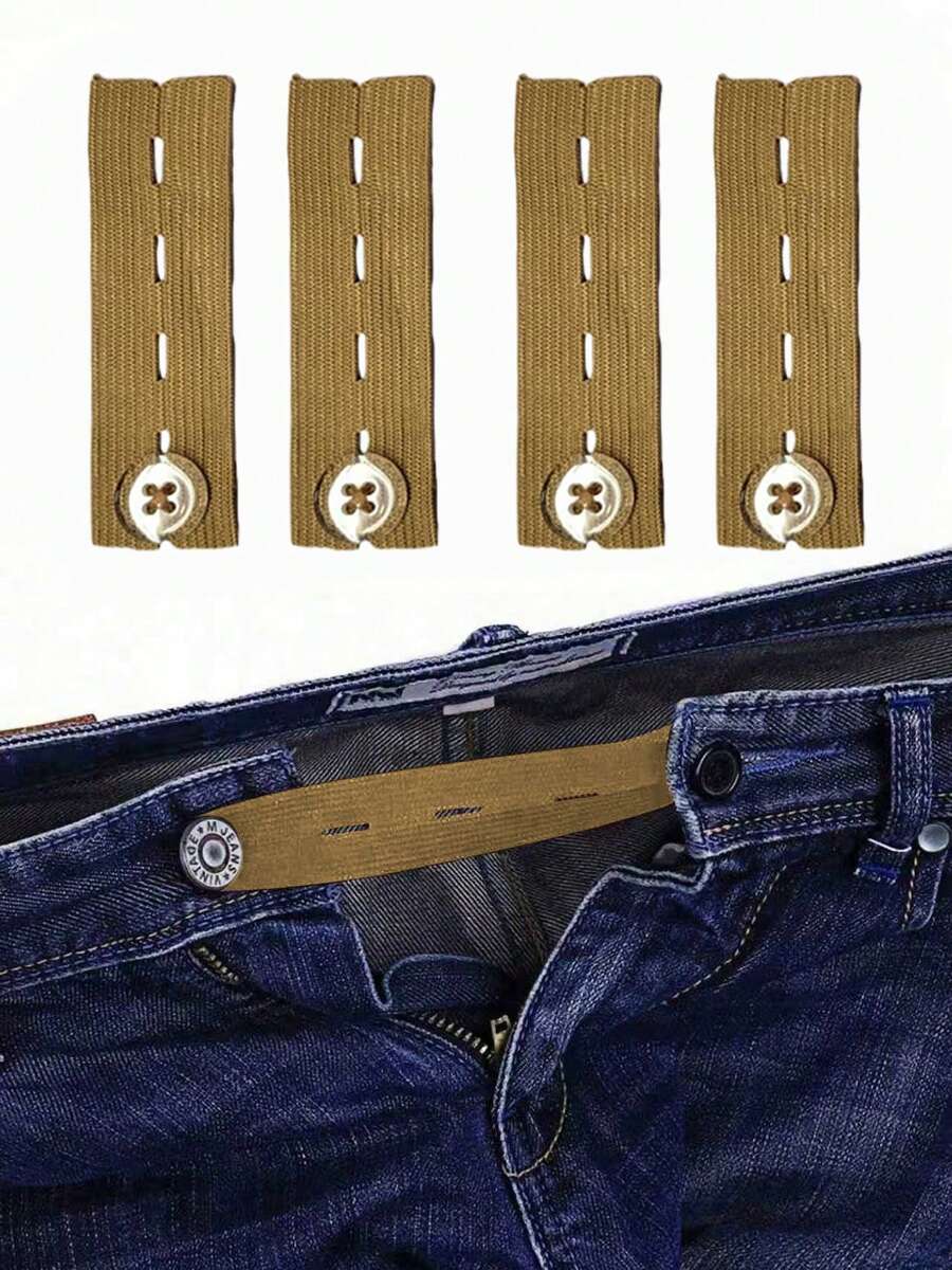 2/3/4/5pcs Elastic Waist Extender,Waistband Extender Buckle, Elastic Adjustable Pants Extension,Pants Button Extension Belt, Maternity Pants Stretch Button, Adjustable Button Extension Buckle, Suitable For Men And Women - coffee color - View 1