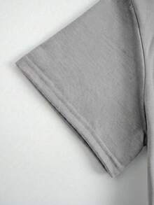Camiseta de Manga Corta  con Estampado de Ojos Azules y Corazones para Mujer Estilo Casual Verano - Gris - Ver 4