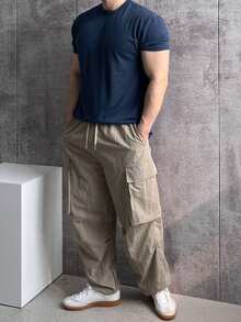 DAZY Men's Solid Crew Neck T-Shirt, Navy Blue, Summer - Navy Blue - View 7