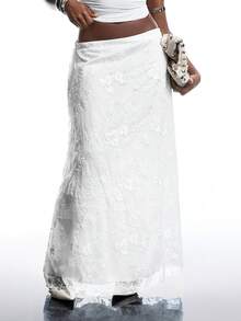 SHEIN EZwear Váy dài mùa hè thường ngày bằng vải jacquard màu trơn cỡ lớn cho nữ - trắng - Xem 1