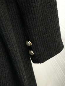 SHEIN 2pcs Tween Girls Casual Elegant French Style Short Jacket And Dress Set, Spring/Autumn - Dark Grey - View 3