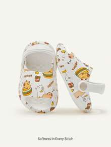 Cozy Pixies 1 Pair Breathable Open Toe Cute Cartoon Capi Bara Slip-On Sandals, Summer Outdoor Beach Non-Slip Flat Baby Slippers - White - View 1