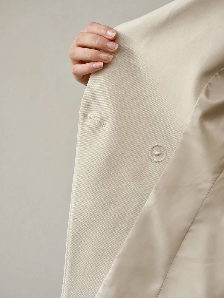 APRICOT SHORT SLEEVE FASHIONABLE BLAZER WITH DETACHABLE SCARF, ELEGANT OFFICE WEAR FOR WOMEN