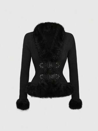 ROMWE Vintage Hippie Patchwork Fuzzy Cardigan Shirt For Women