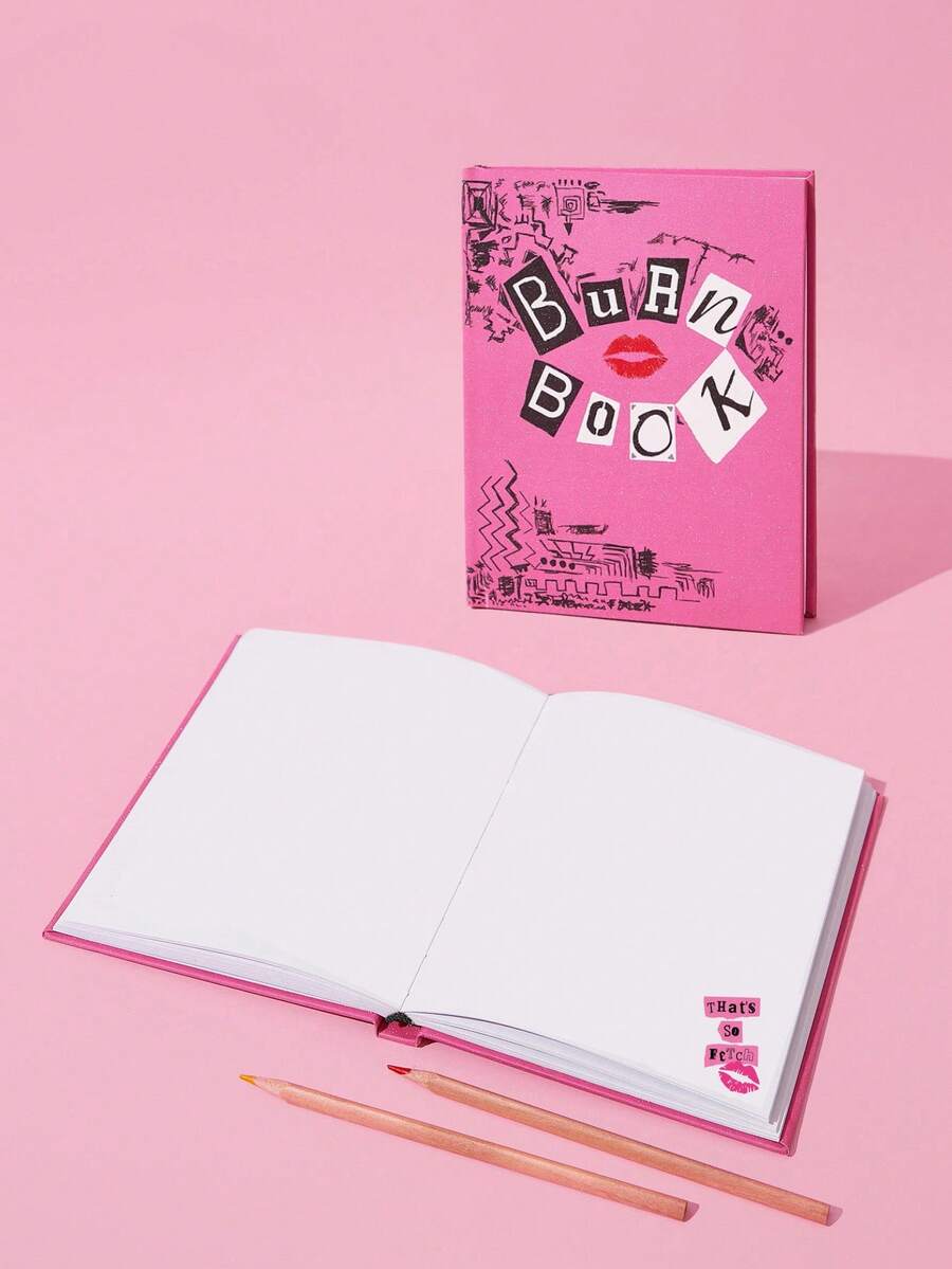 Mean Girls | SHEIN Sổ tay 96 trang màu hồng lấp lấp, kích thước 94 mm * 120 mm, tiện lợi mang theo, phù hợp với túi xách nhỏ, lý tưởng cho ngày Valentine. - Hồng - Xem 1