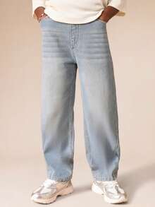 Quần jeans ống rộng dáng suông SUMWON cho bé trai, chất liệu denim sáng màu, kiểu dáng thoải mái, thích hợp mặc hàng ngày đi học hoặc đi nghỉ mát. - Rửa nhẹ - Xem 4