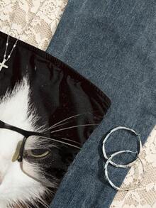 Glimmora Women's Fashionable Cat Print Tube Top, Summer - Multicolor - View 3