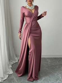 Women Long Dresses - Mauve - View 4